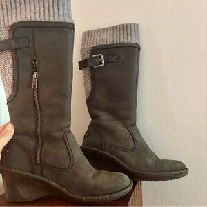 UGG Skyfall Knit‎ Wedge Boots Women's Size 6 Winter Wedges Warm Ski Lodge Gray